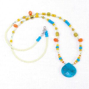 Genuine Turquoise Teardrop Beaded Necklace Southwestern Vibes Artisan Handmade